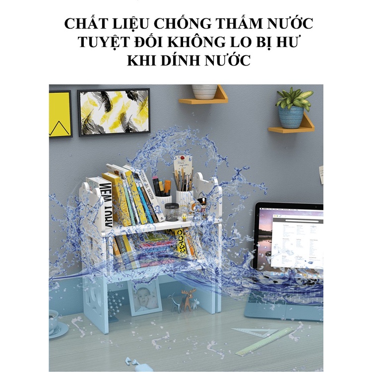 Kệ sách để bàn bằng gỗ nhựa PVC xinh xắn và tiện nghi NK06