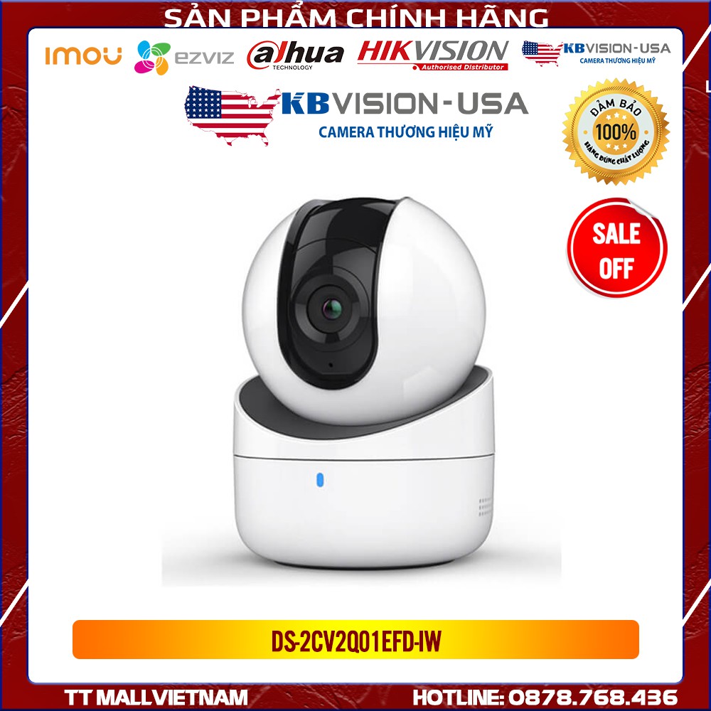 Camera IP trong nhà  dome HikVision DS-2CV2Q01EFD-IW - 1MP HD; hồng ngoại 5m, bảo hành 2 năm