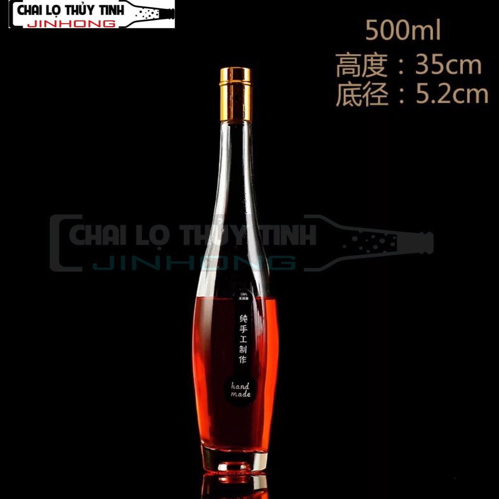 CHAI THỦY TINH ĐỰNG RƯƠU VANG ĐÁ CAO CẤP 500ML - MS55