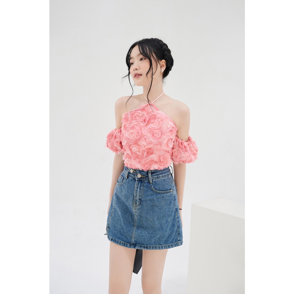 MYUNG - Áo hoa lưới cao cấp tay có thể tháo rời - ROSIE TOP