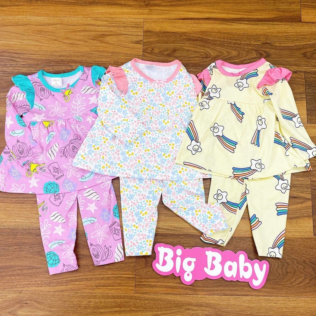 Bộ dài thun cánh tiên nhiều mẫu họa tiết đáng yêu cho bé gái 9-22kg - Bigbabyshop
