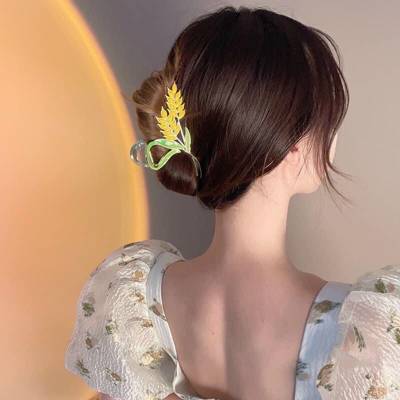 Kẹp Tóc Kim Loại Hình Bông Lúa Vàng Hottrend siêu Xinh cỡ lớn