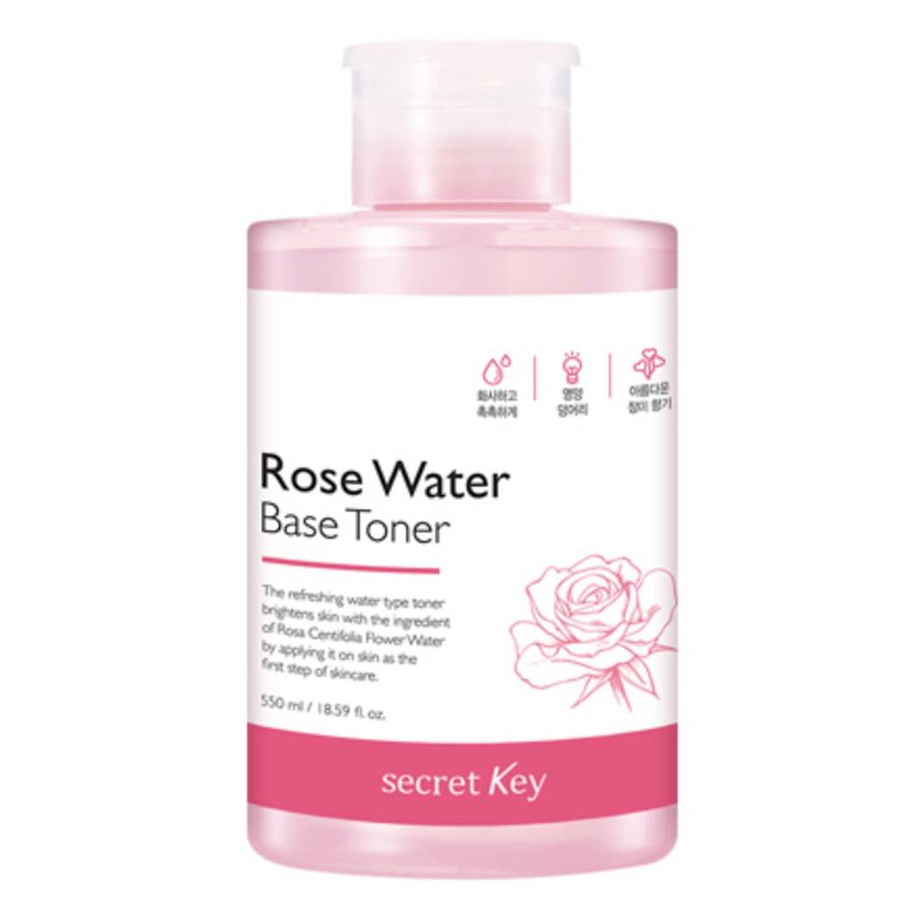 Nước Cân Bằng Da Secret Key Rose Water Base Toner (550ml)