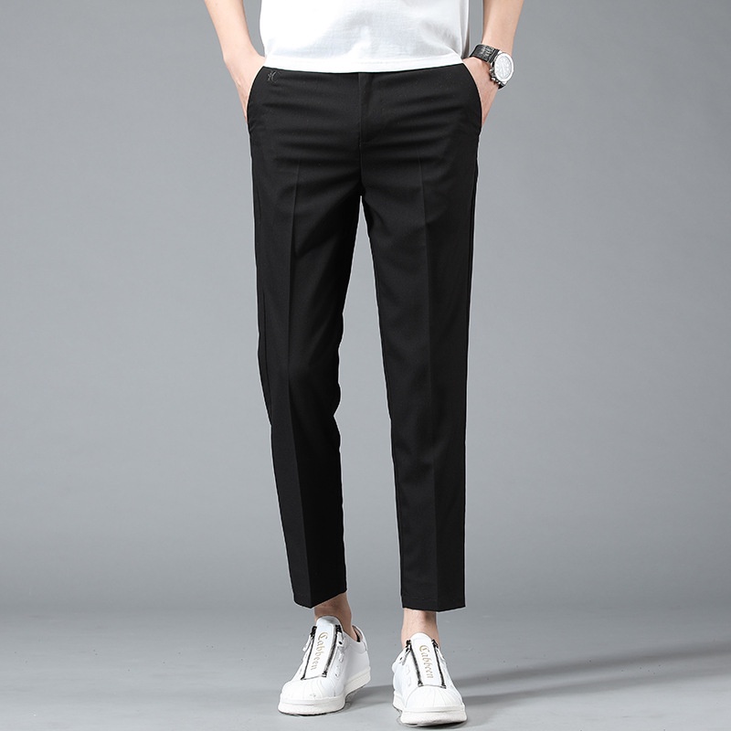 Quần tây nam đen Hàn Quốc ống côn dáng slimfit, Quần âu nam co giãn chất vải mịn không nhăn không xù QA1
