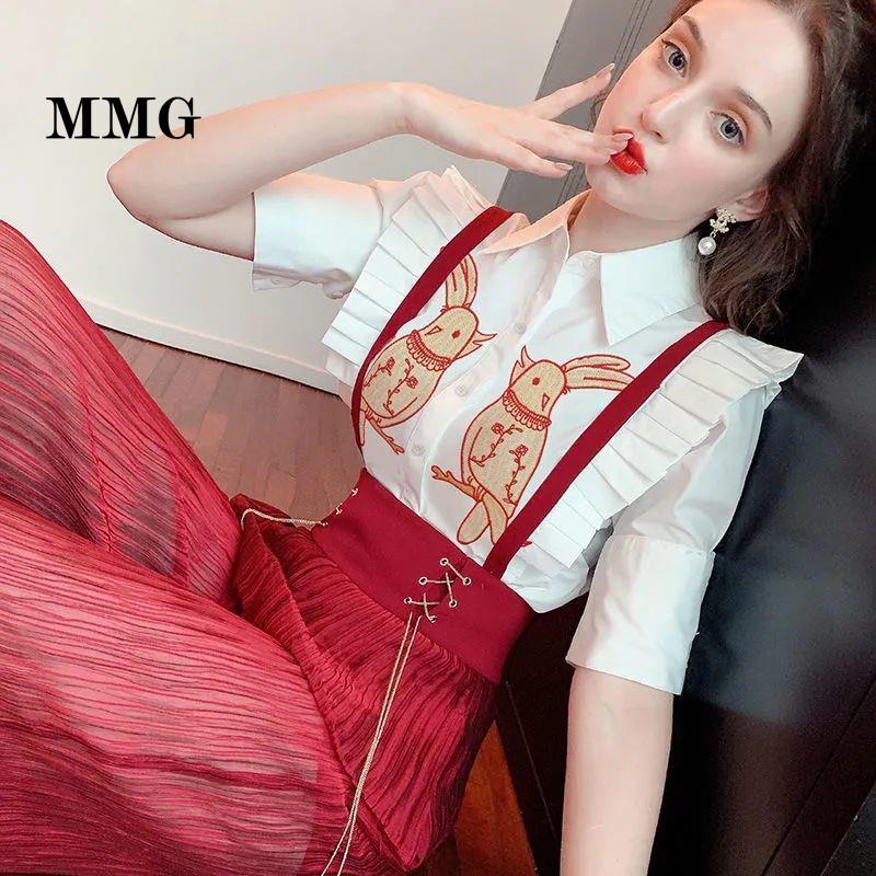 Set Áo Sơ Mi Trắng + Quần Yếm Xếp Ly Phong Cách Retro Thời Trang Hè 2022 Cho Nữ