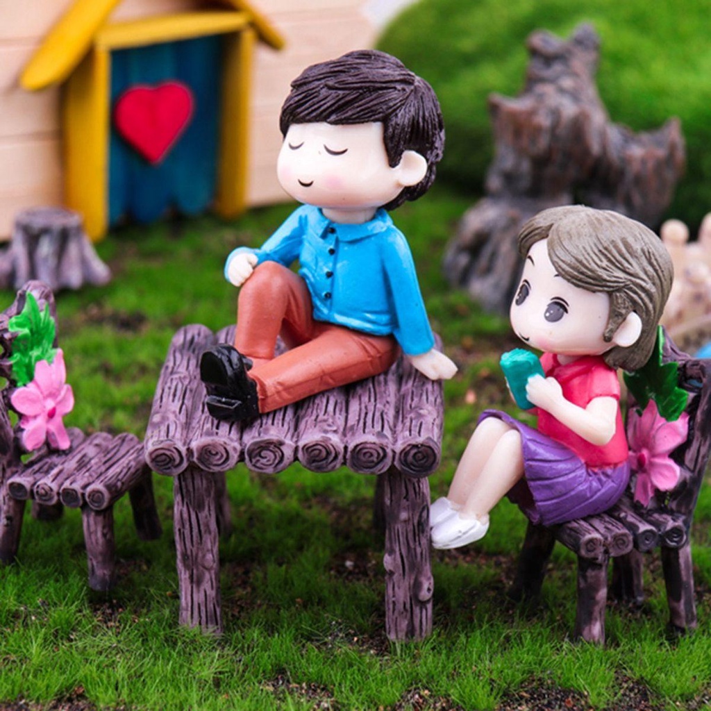 Bộ Bàn Ghế Và Ghế Mini Bằng Nhựa Resin DIY Trang Trí Nhà Cửa / Sân Vườn