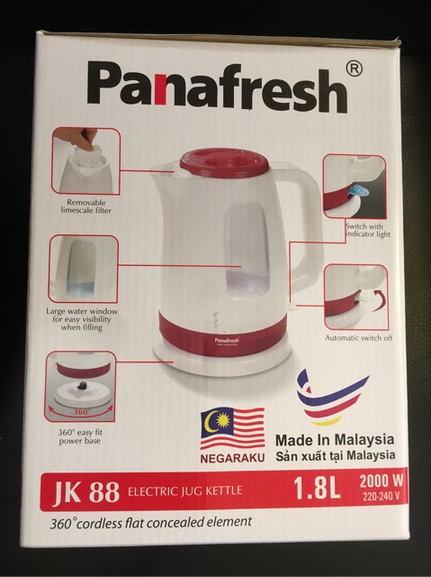 Ấm ca nấu nước siêu tốc Panafresh JK88 hàng nhập Malaysia