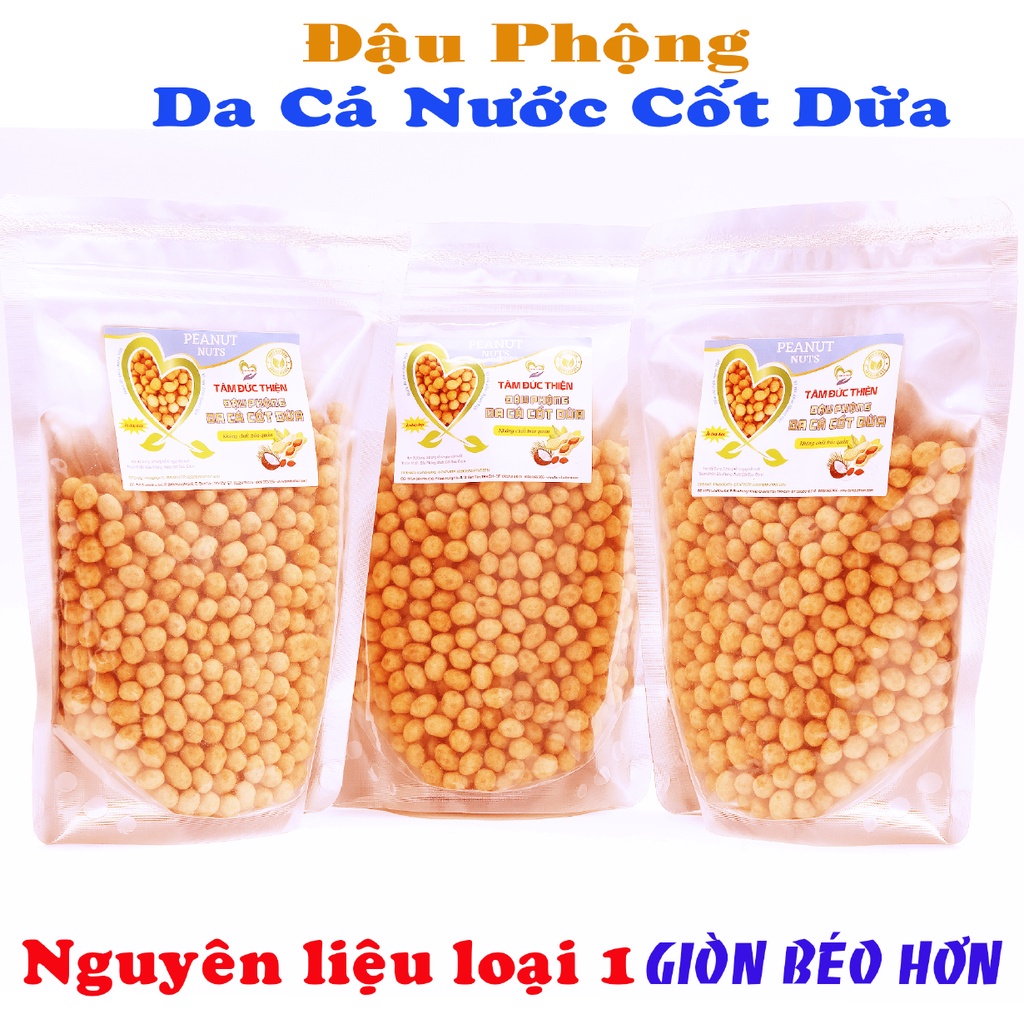 Combo 1,5 KG Đậu Phộng Da Cá Cốt Dừa Tâm Đức Thiện ( 3 Túi x 500GR)