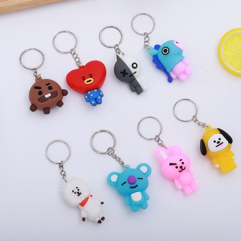 Móc chìa khóa mặt trang trí hình các nhân vật hoạt hình Kpop BT21 dành cho túi xách