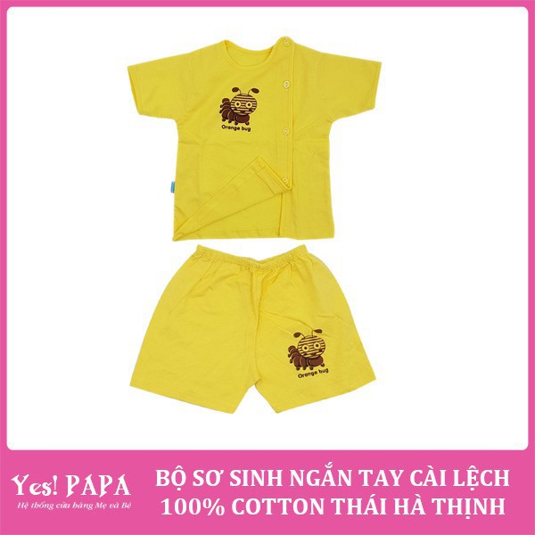 Bộ sơ sinh ngắn tay cài lệch 100% cotton Thái Hà Thịnh