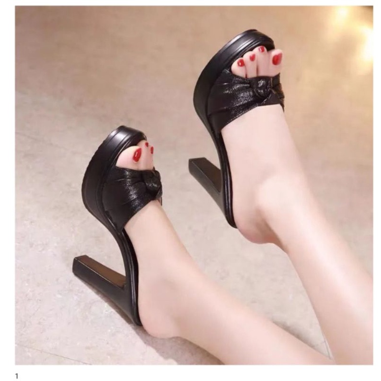 Dép cao gót nơ cuộn 7F GPSHOP