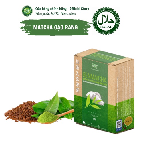 Halal Bột Genmaicha Trà xanh Gạo Rang Nhật Bản ONELIFE Hộp 50gr nguyên chất, giảm cân, không đường