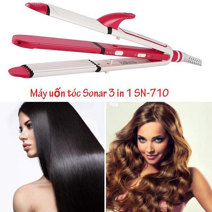 Máy Làm Tóc 3 In 1 SONAR 710, Dụng Cụ - Uốn Tóc - Duỗi Tóc - Dập Xù - Làm Xoăn 2020