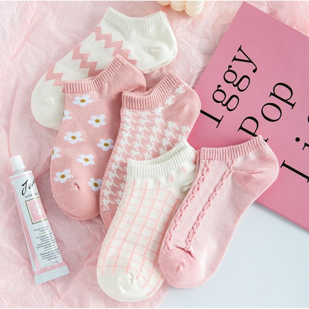 Tất hồng ngắn cổ Dora bộ 11 mẫu 100% cotton