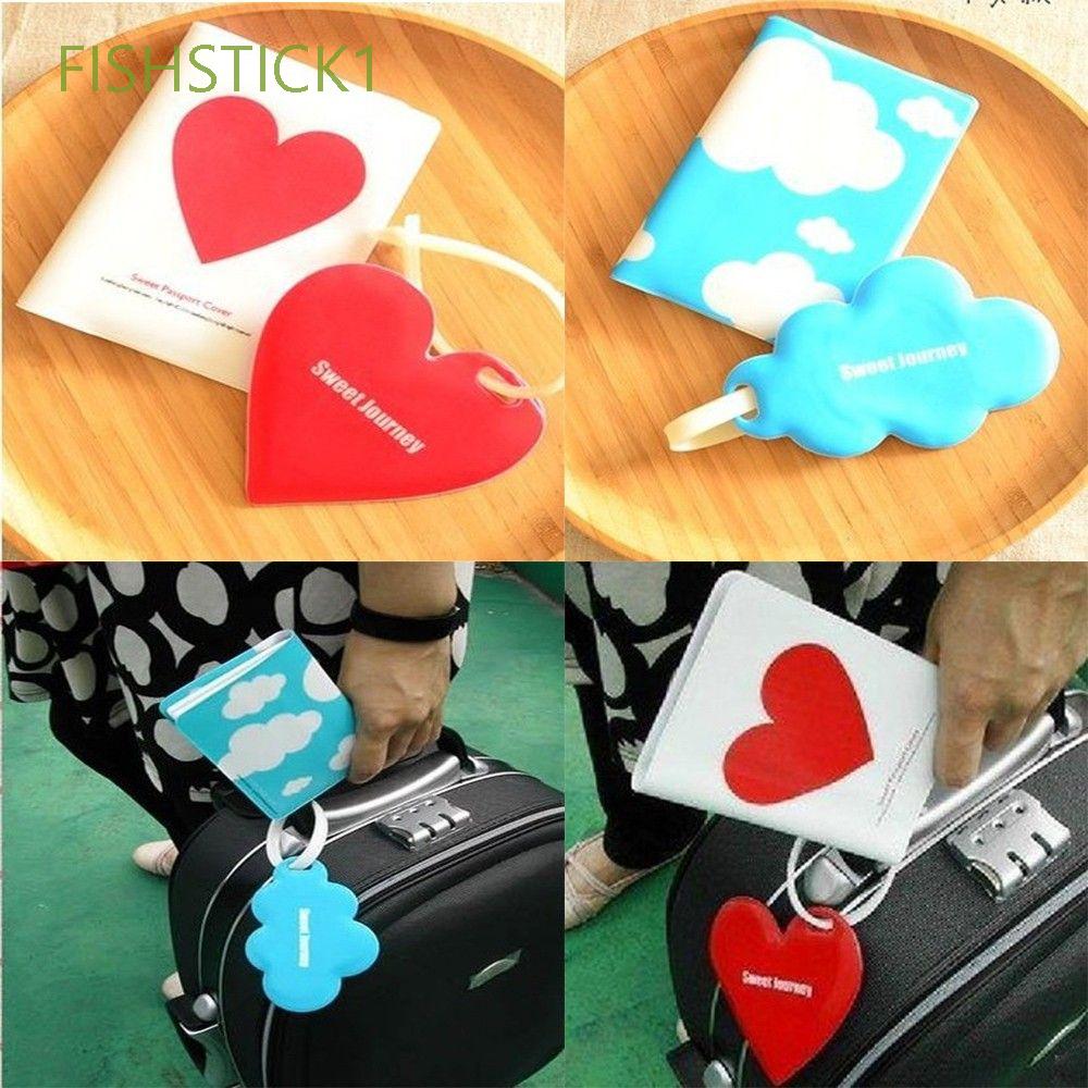 FISHSTICK1 Hot Sale Passport Holder Cover Cute Travel Luggage Tag Gift Ribbon Belt Silicone Fashion Love/Cloud/Multicolor