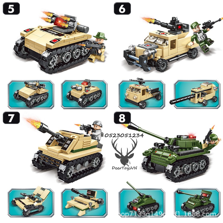 [1126CT-TÚI BÓNG] BỘ ĐỒ CHƠI XẾP HÌNH LEGO XE TĂNG, LEGO OTO, LEGO ROBOT, LEGO THUYỀN, LEGO TRỰC THĂNG, LEGO XE SWAT, LE