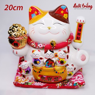 Mèo Thần tài sứ Vẫy tay Hũ Vàng 20cm