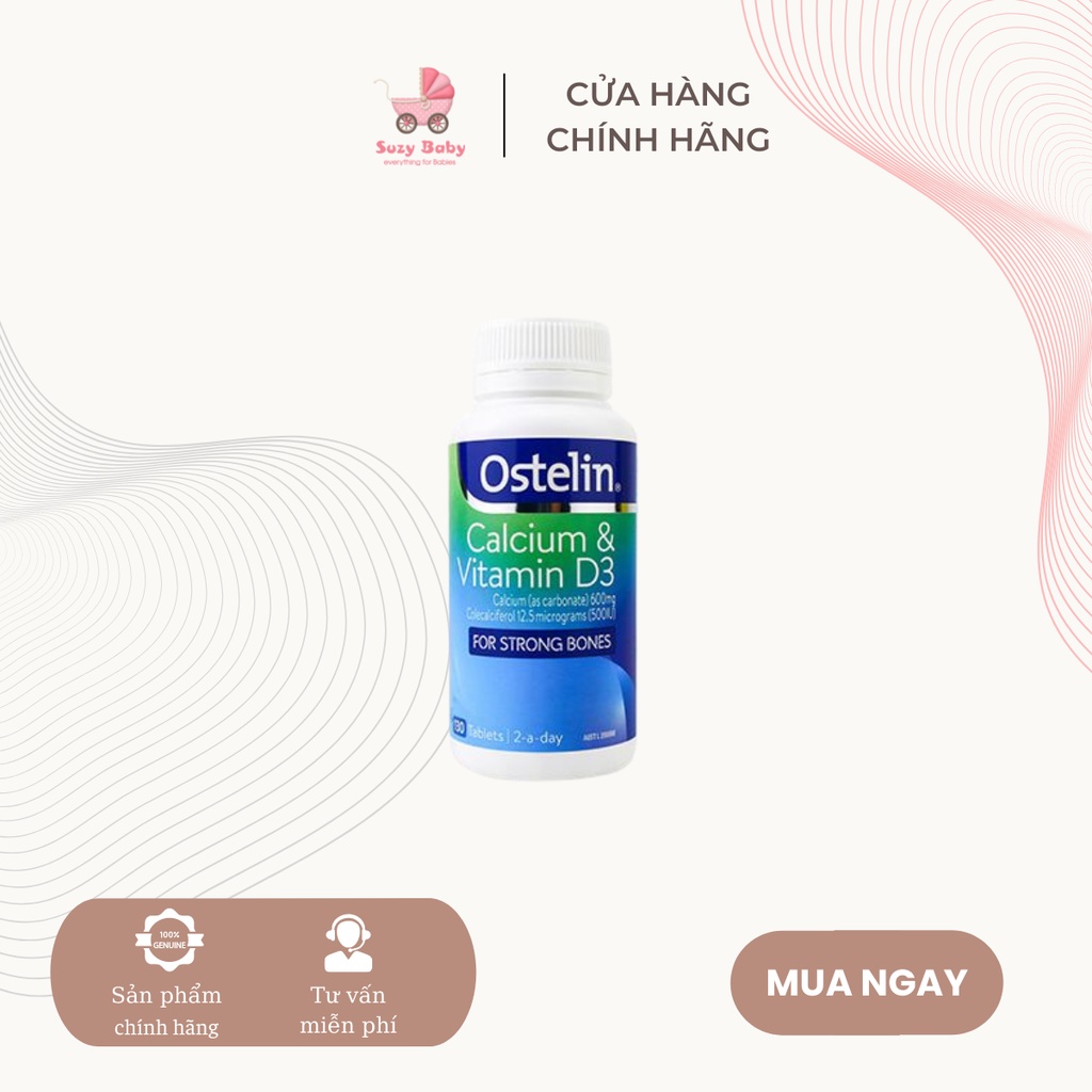 Canxi bầu Úc Ostelin Calcium &amp; Vitamin D3 130 viên
