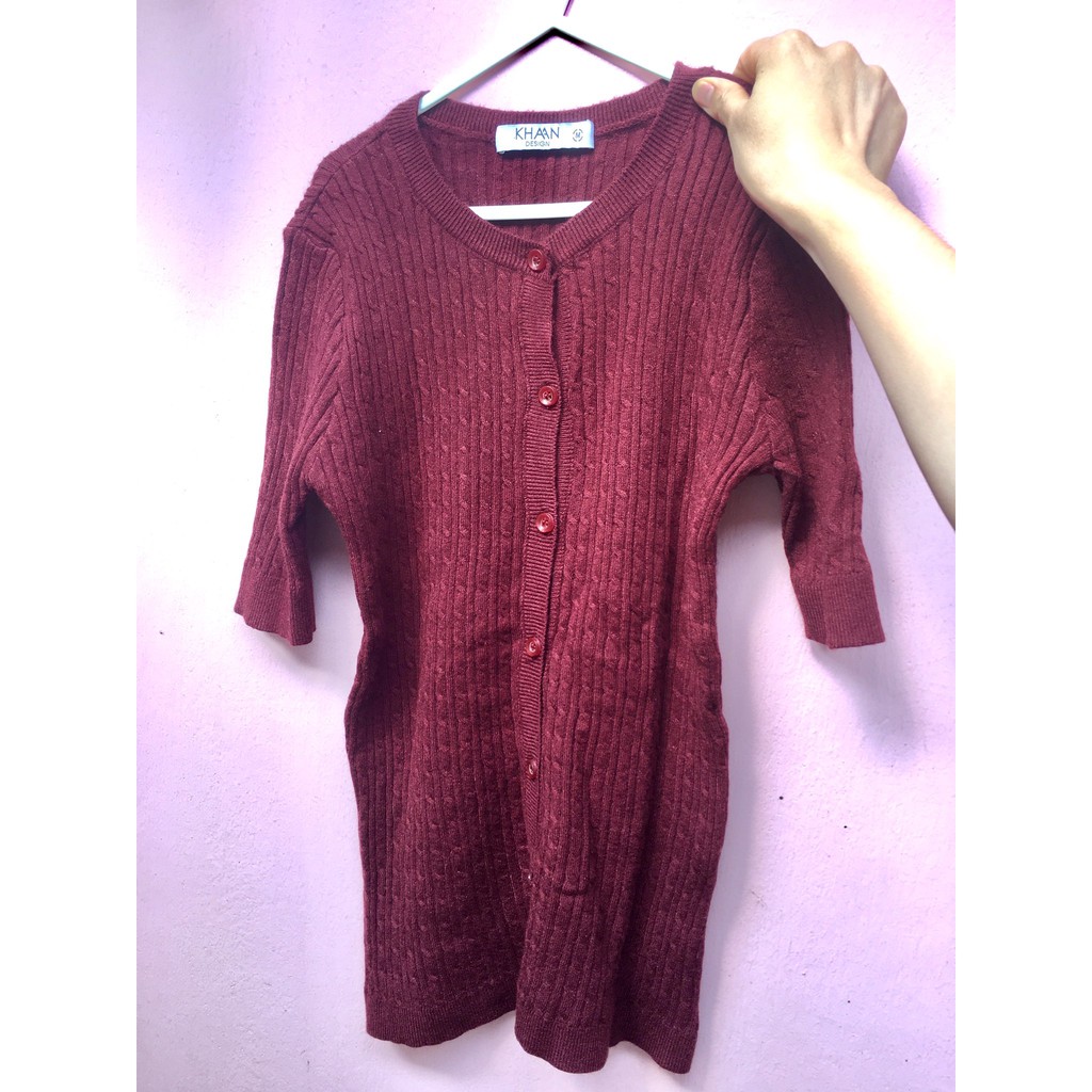 Áo len nâu đỏ hãng M2; size M (50-55kg). Hàng mới thanh lý 99%