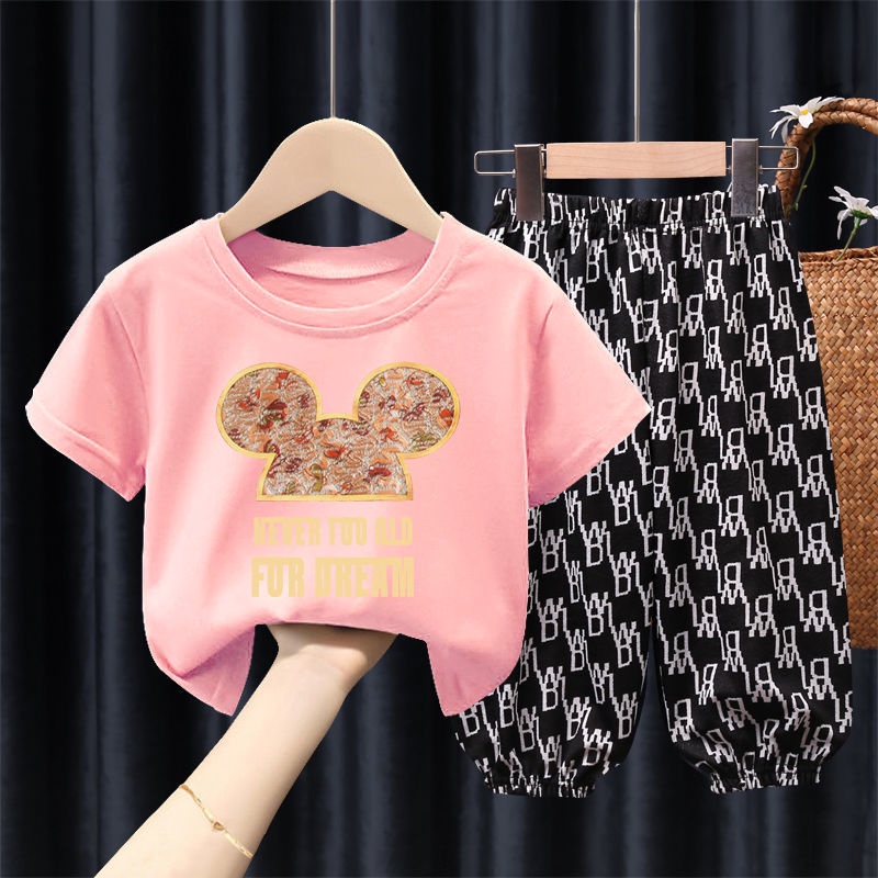 Set Áo Thun Ngắn Tay Và Quần Dài Thời Trang Cho Bé 1-7 Tuổi