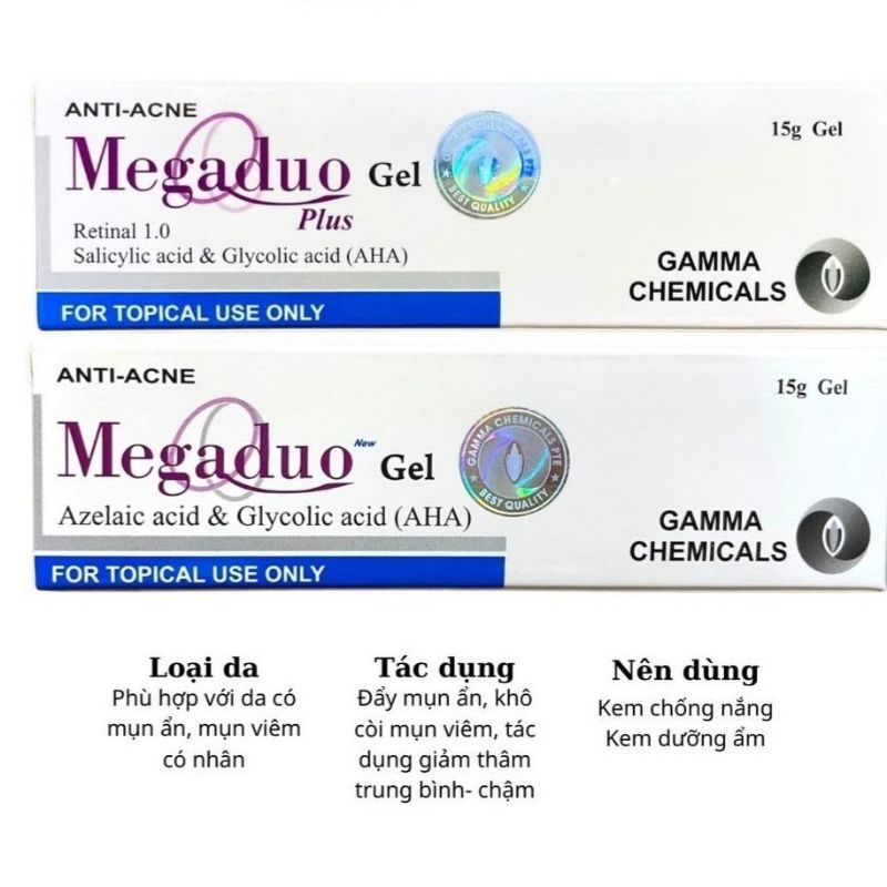 MEGADUO Gel 15g - Bản Thường AHA và Plus Retinal 1.0  - Gel dưỡng giảm mun, vết thâm