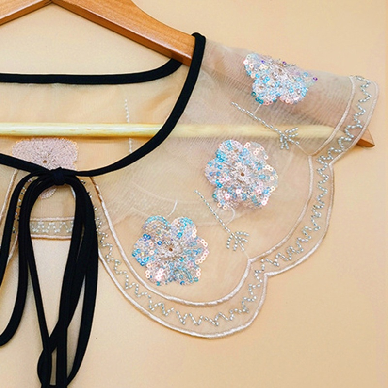 Áo Sơ Mi Lửng Cột Dây Cổ Tháo Rời Được Thêu Hoa Thời Trang Cho Nữ