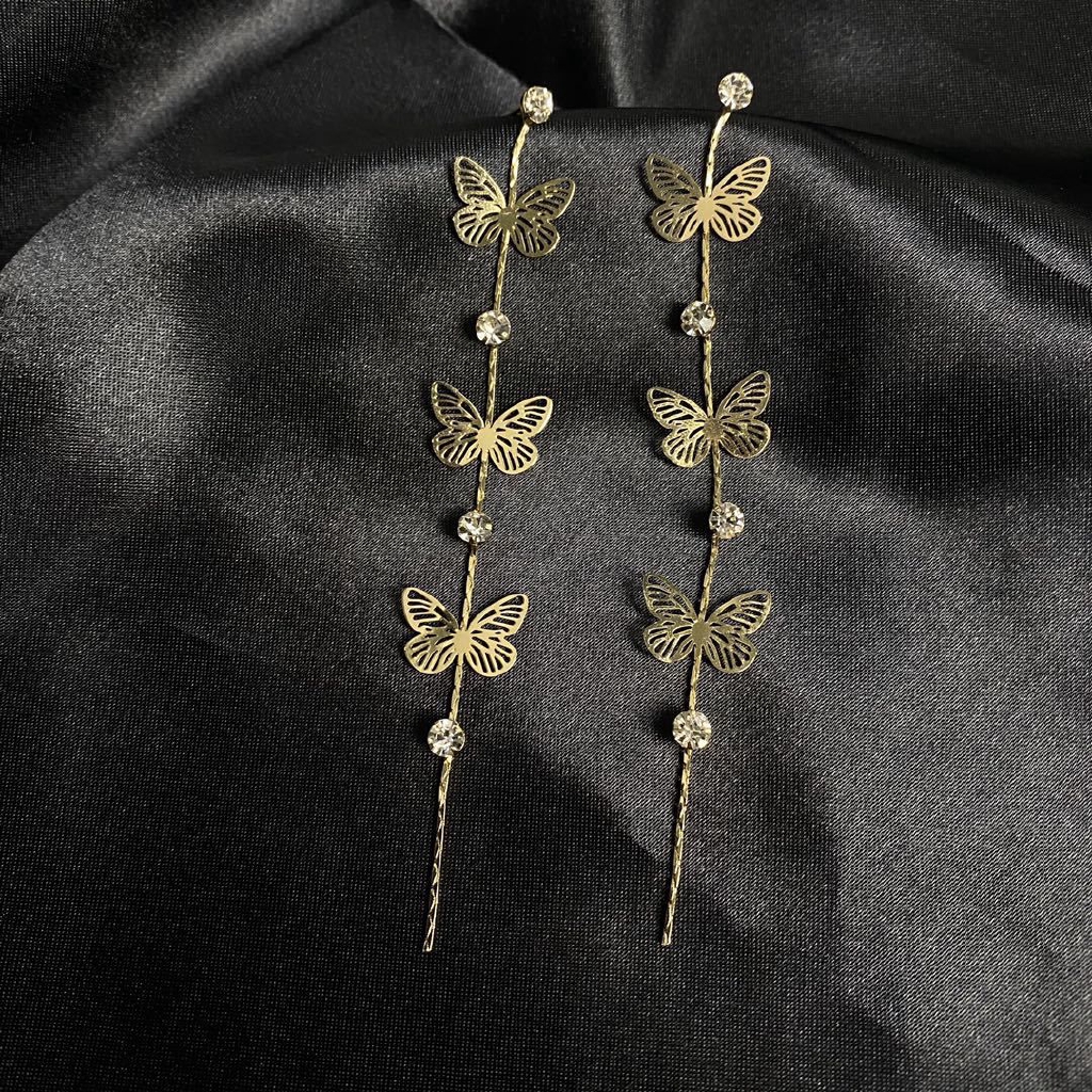 [Giao Hàng Miễn Phí] Bông Tai Bạc 925 Hình Bướm Khoét Rỗng Đính Kim Cương Lấp Lánh Dễ Phối Đồ Cá Tính 22459 S925