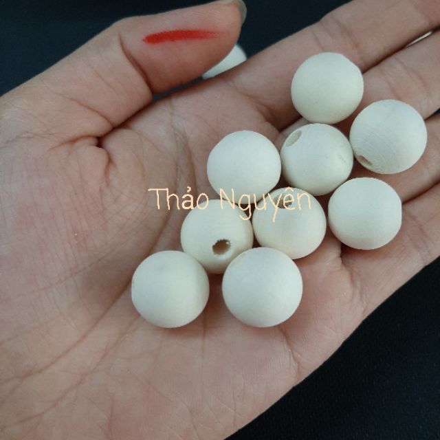 Hạt gỗ màu mộc.( 10 hạt) Phụ kiện làm macrame . size 16mm và 20mm