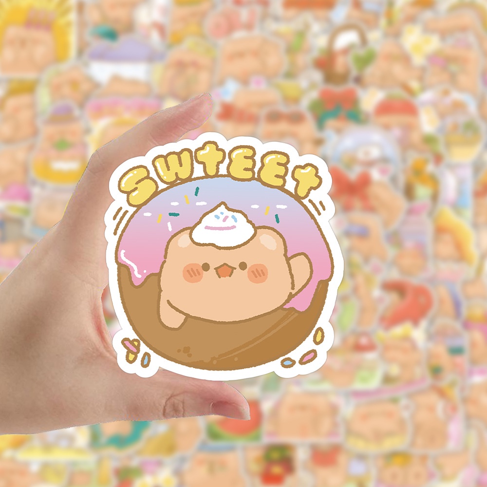 Bộ 120 / 60 Miếng Dán Trang Trí Bình Nước / Laptop Hình Gấu Dễ Thương