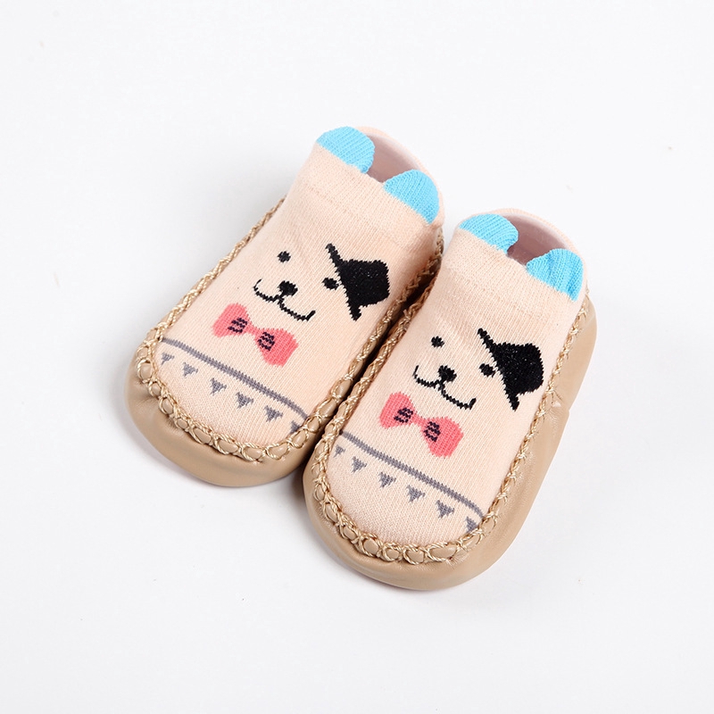 Giày bé tập đi KokoroCare HB-01 họa tiết hoạt hình với đáy da chống trượt S/M cho bé 6-24 tháng tuổi