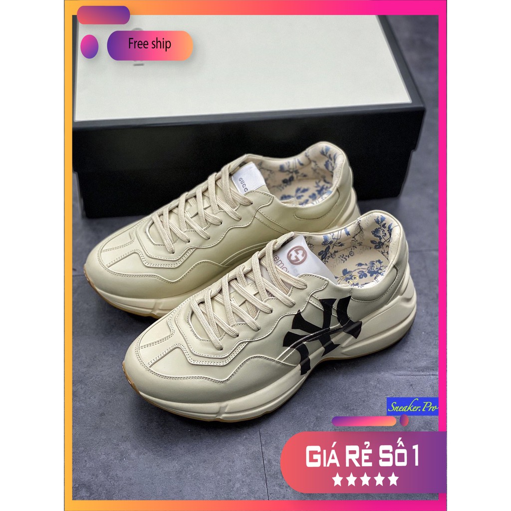10.5 (HÀNG CỰC ĐẸP + GIẢM GIÁ SIÊU SỐC) Giày thể thao nam nữ GU.CCI Rhyton Vintage Trainer chữ N ⁸ :; ' "