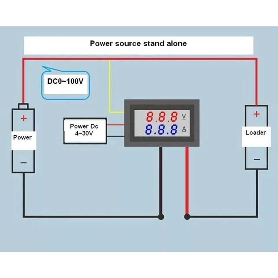 Vôn kế điện tử DC 100V/10A đo dòng và áp