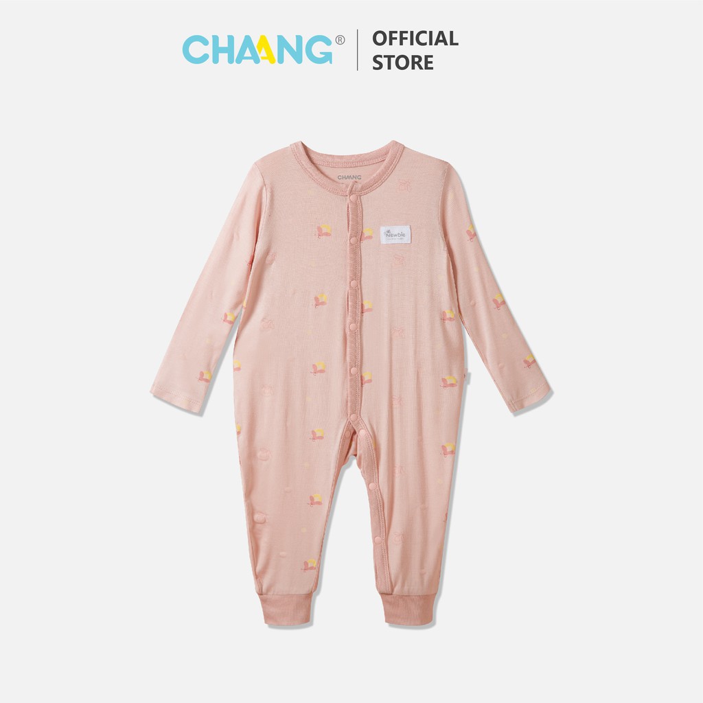 Bodysuit dài cúc giữa sơ sinh Lake hồng CHAANG