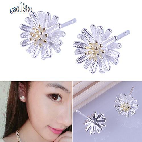 Bông Tai Mạ Bạc 925 Hình Hoa Hướng Dương Dễ Thương