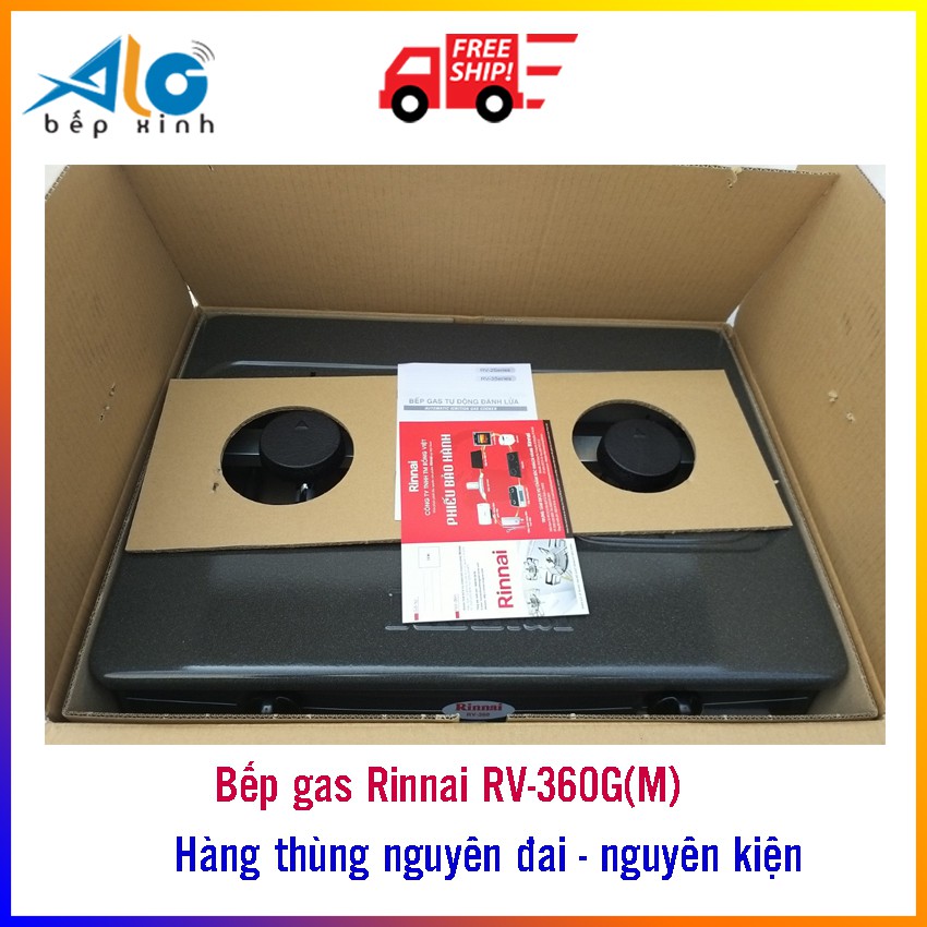 Bếp ga Rinnai RV 360G - bếp gas Rinnai RV-360GM -  tiết kiệm gas - đầu đốt bằng gang - Alo Bếp xinh