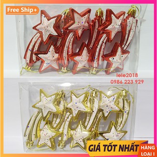 Hộp 6 ngôi sao băng mang điều ước may mắn trang trí cây thông noel và sự kiện giáng sinh