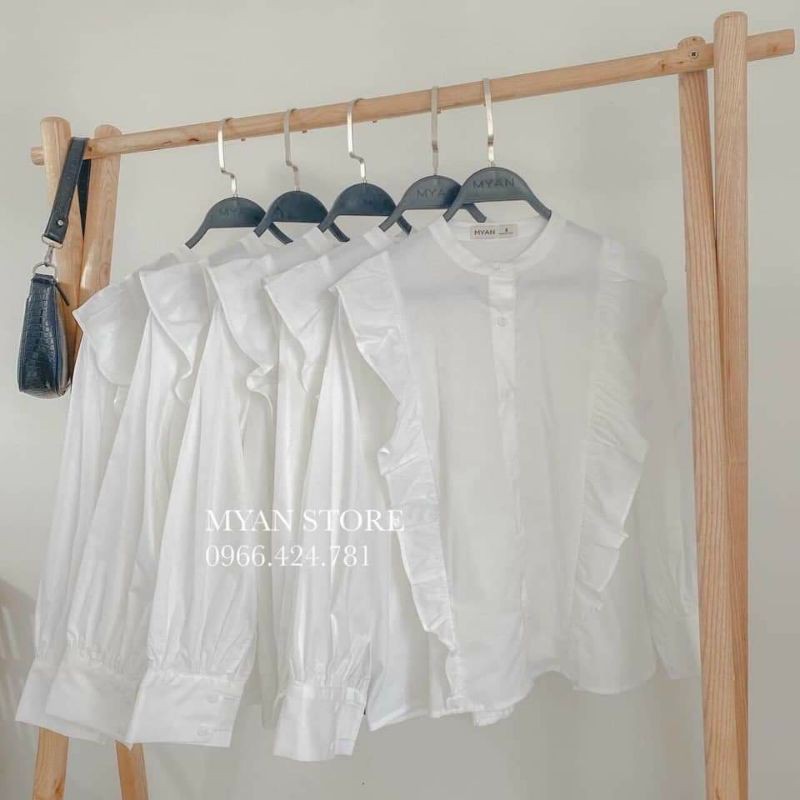 SM cotton cổ trụ,tay lửng mangsec viền bèo cánh tiên