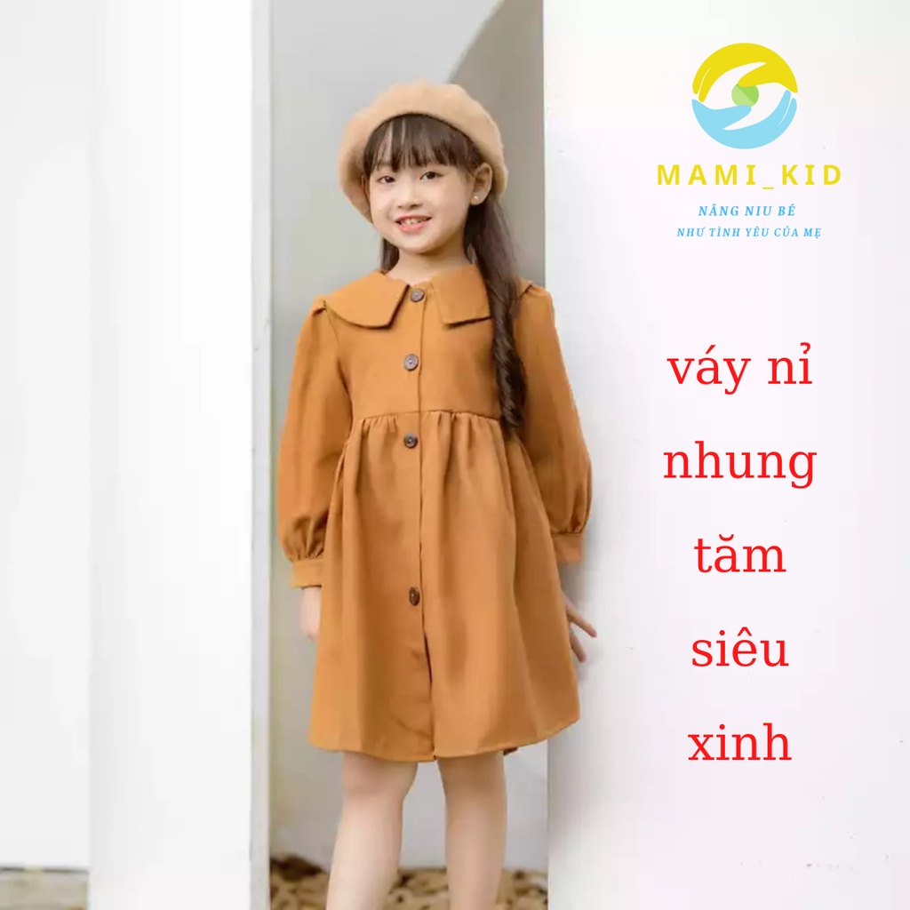 Váy Cho Bé Gái, Váy Xinh Cho Bé Thu Đông Chất Liệu Nhung Tăm siêu đẹp, tôn dáng Shop Mamikid