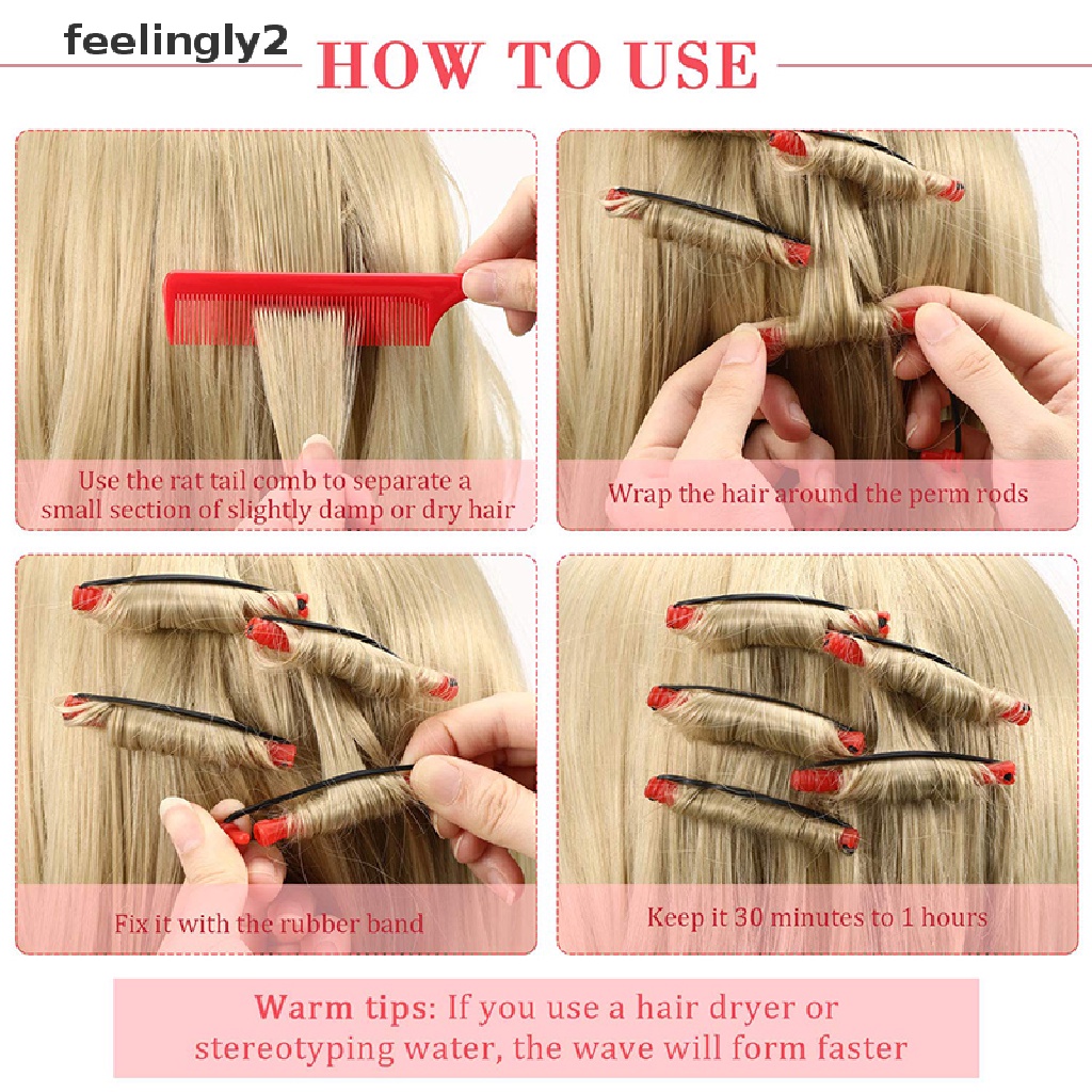 Set 12 Lô Uốn Tóc Gợn Sóng Lạnh Bằng Nhựa Tiện Lợi