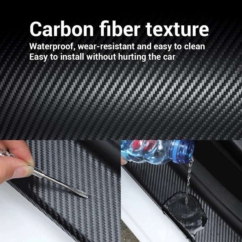 Miếng Dán Nhám Bằng Sợi Carbon Chống Trầy Chống Nước Bảo Vệ Cho Cửa Xe Hơi DIY