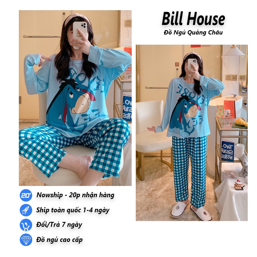 Đồ Bộ Nữ Thun Cotton Tay Dài Quần Dài, Đồ Mặc Ở Nhà Quảng Châu, Họa Tiết Hoạt Hình Dễ Thương TD06 | BigBuy360 - bigbuy360.vn