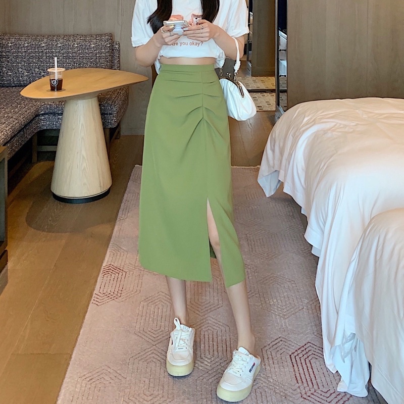 Chân Váy Nhún Xẻ Trước