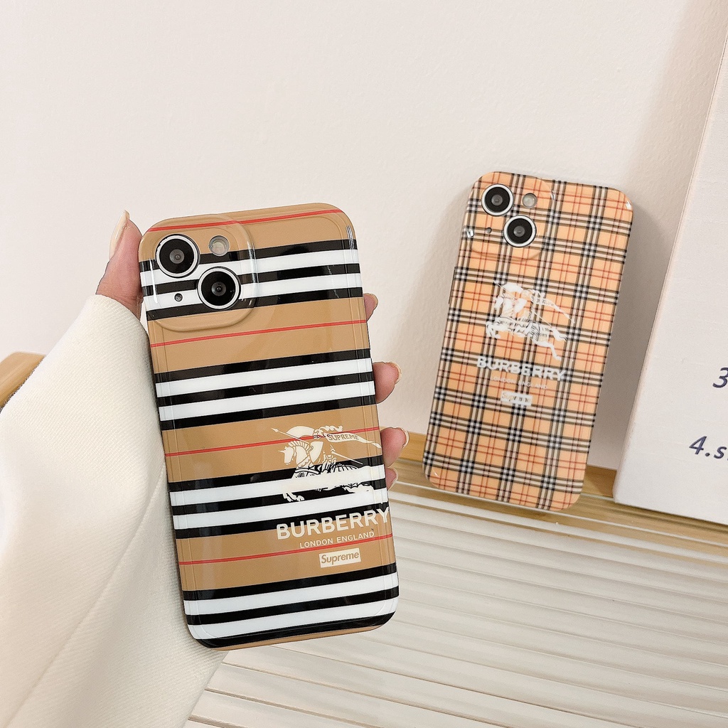 BURBERRY Ốp Điện Thoại Họa Tiết Caro Sang Trọng Cho iphone 13 Pro Max i13 13pro 11ProMax i11 iX Xs XR Xs Max 7plus 8plus 12Pro 12 Pro Max