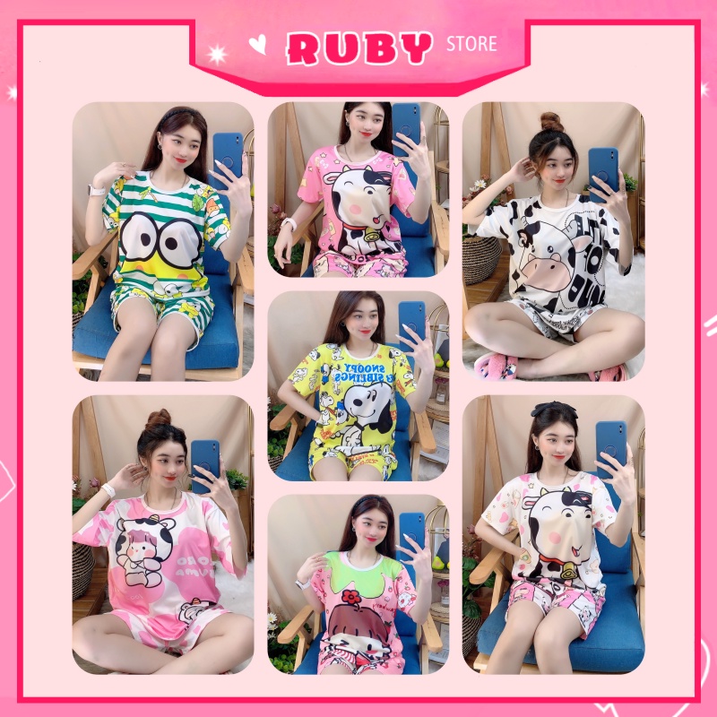 Set bộ Nam Nữ Bò Sữa hoạt hình BIG SIZE 70KG chất vải mềm mịn mát co giãn thoải mái ❤ DBRBD SIZE XL