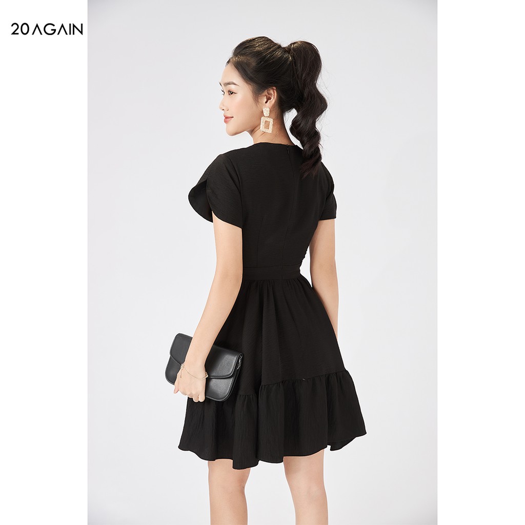 Váy xòe tay nụ hồng 20AGAIN, đầm nhún bèo dịu dàng thanh lịch DEA1851 | BigBuy360 - bigbuy360.vn