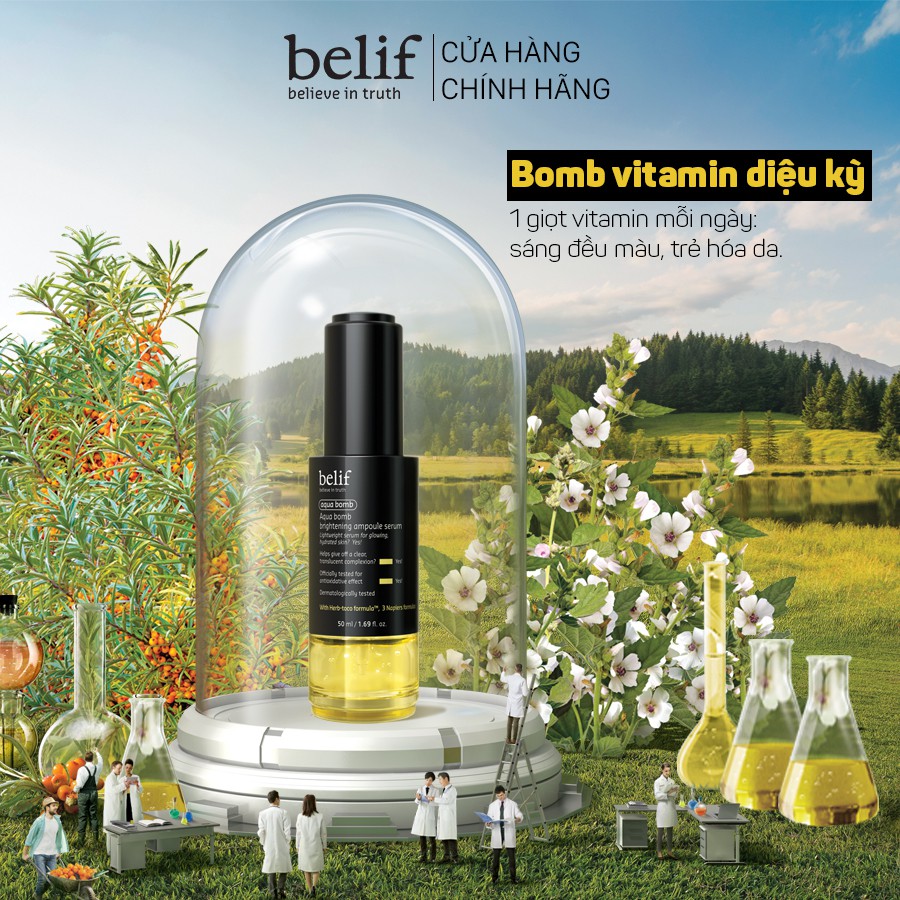 Tinh chất dưỡng trắng da chống oxi hóa Belif Aqua Bomb Brightening Ampoule Serum 50ml