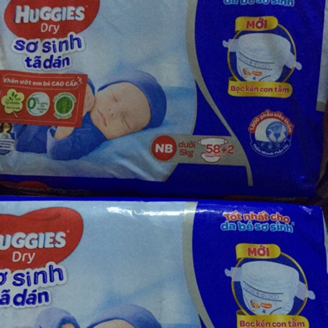 Tã dán sơ sinh Huggies NB 74 miếng/NB 40 miếng