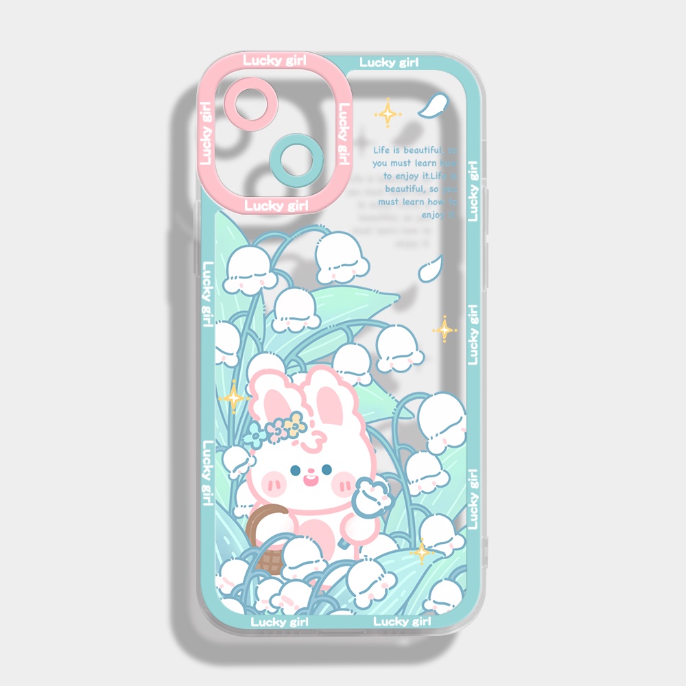 Ốp Điện Thoại Tpu Mềm Chống Sốc In Hình Thỏ Và Hoa Cho iPhone 11 12 13 pro max XS X XR XSMax 7 8 6 6s plus SE 2020