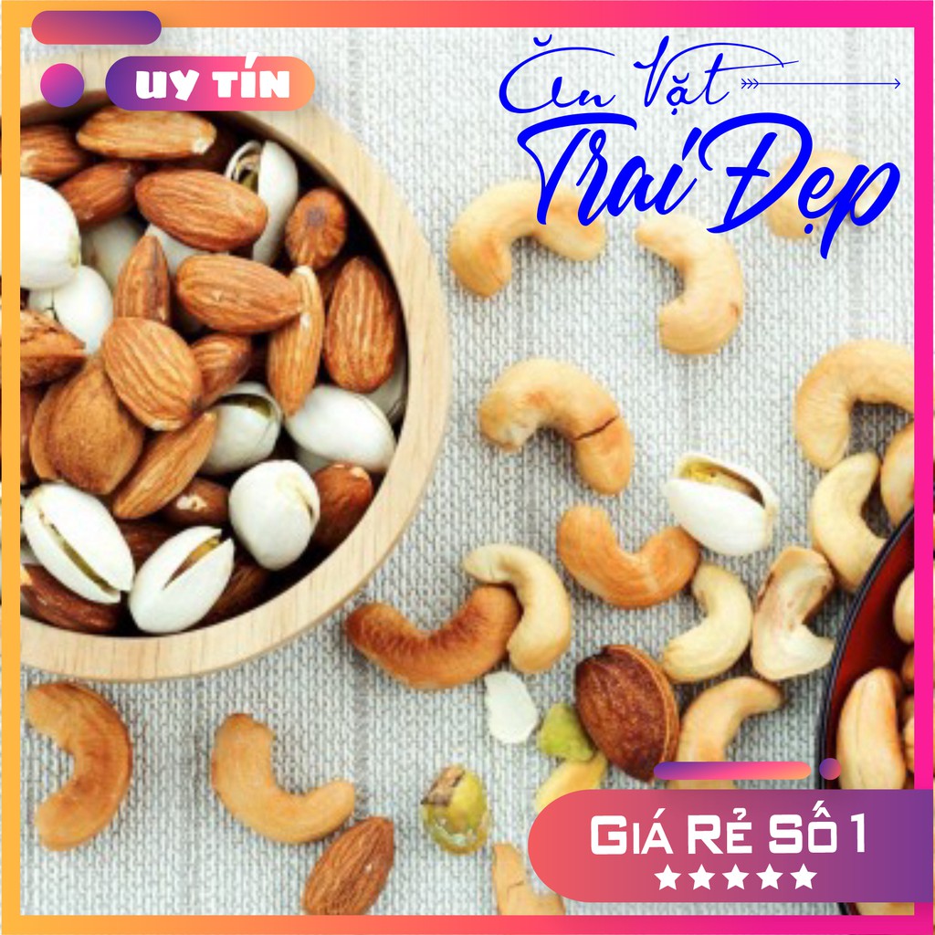 Hạt Dinh Dưỡng Mix 4 Loại ( Mixed Nuts): Hạt Dẻ - Hạnh Nhân - Macca - Hạt Điều Pet 500G - Trai Đẹp Snack