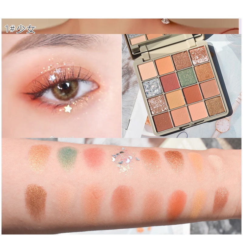 Bảng Phấn Mắt 16 Màu Sắc Tông Lì / Hiệu Ứng Ngọc Trai TTB335